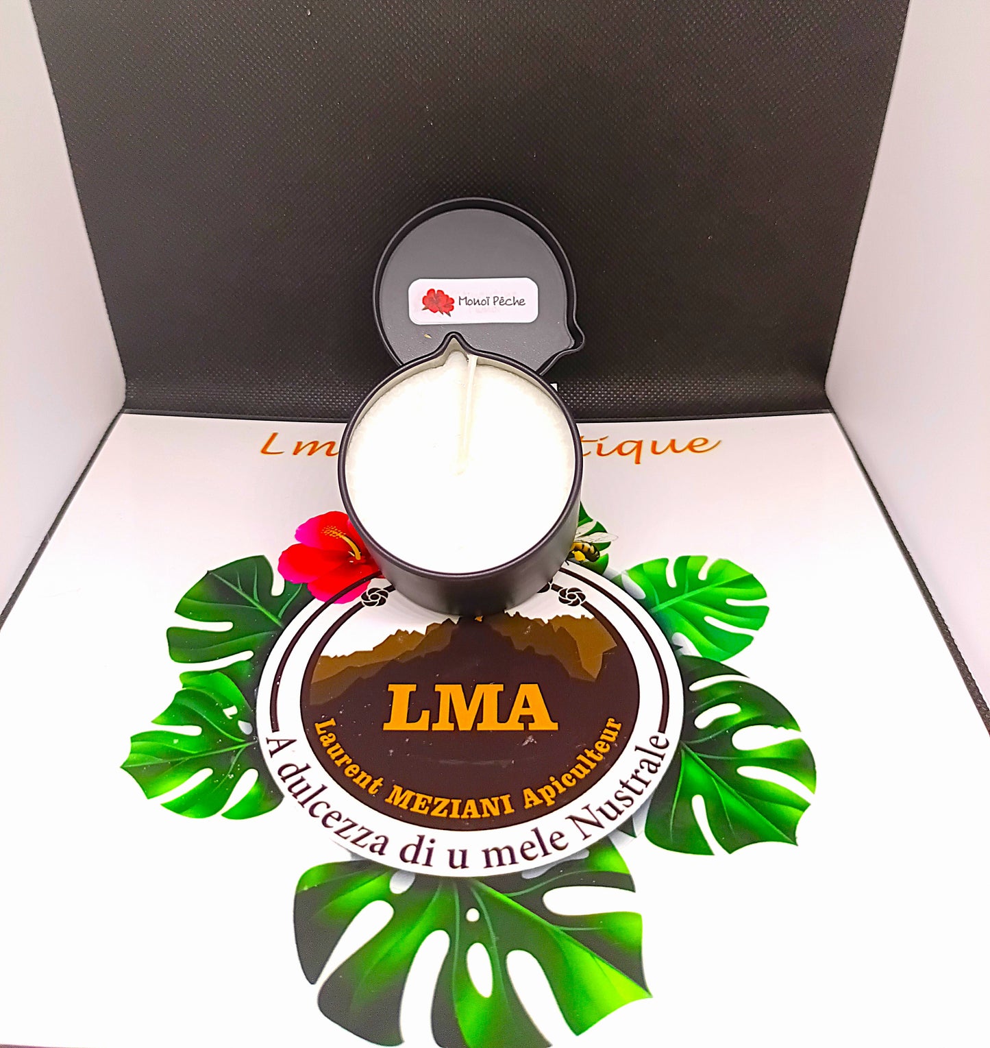 Bougie de Massage parfum Pêche Monoï.